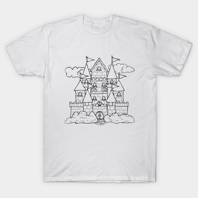 Color Me Castle Line Art Illustration by Cherie(c)2021 T-Shirt by CheriesArt